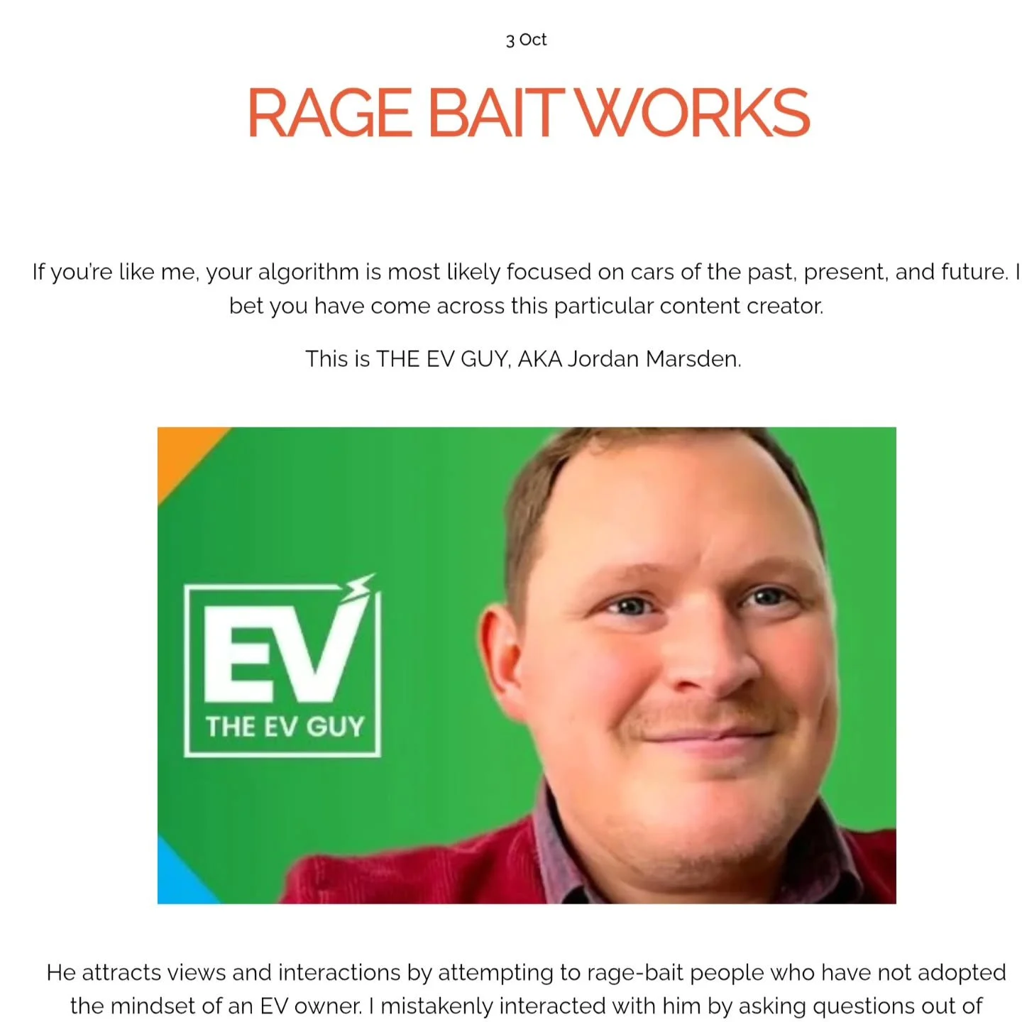 Added a new blog 👀

https://www.drawnbymatt.co.uk/gallery-blogs/rage-bait-works

Am I rage baiting?

-------------
www.drawnbymatt.co.uk
DrawnByMatt.redbubble.com
-------------
Support Small Businesses

#carreviews #blog #ev #ice #contentcreator #sm