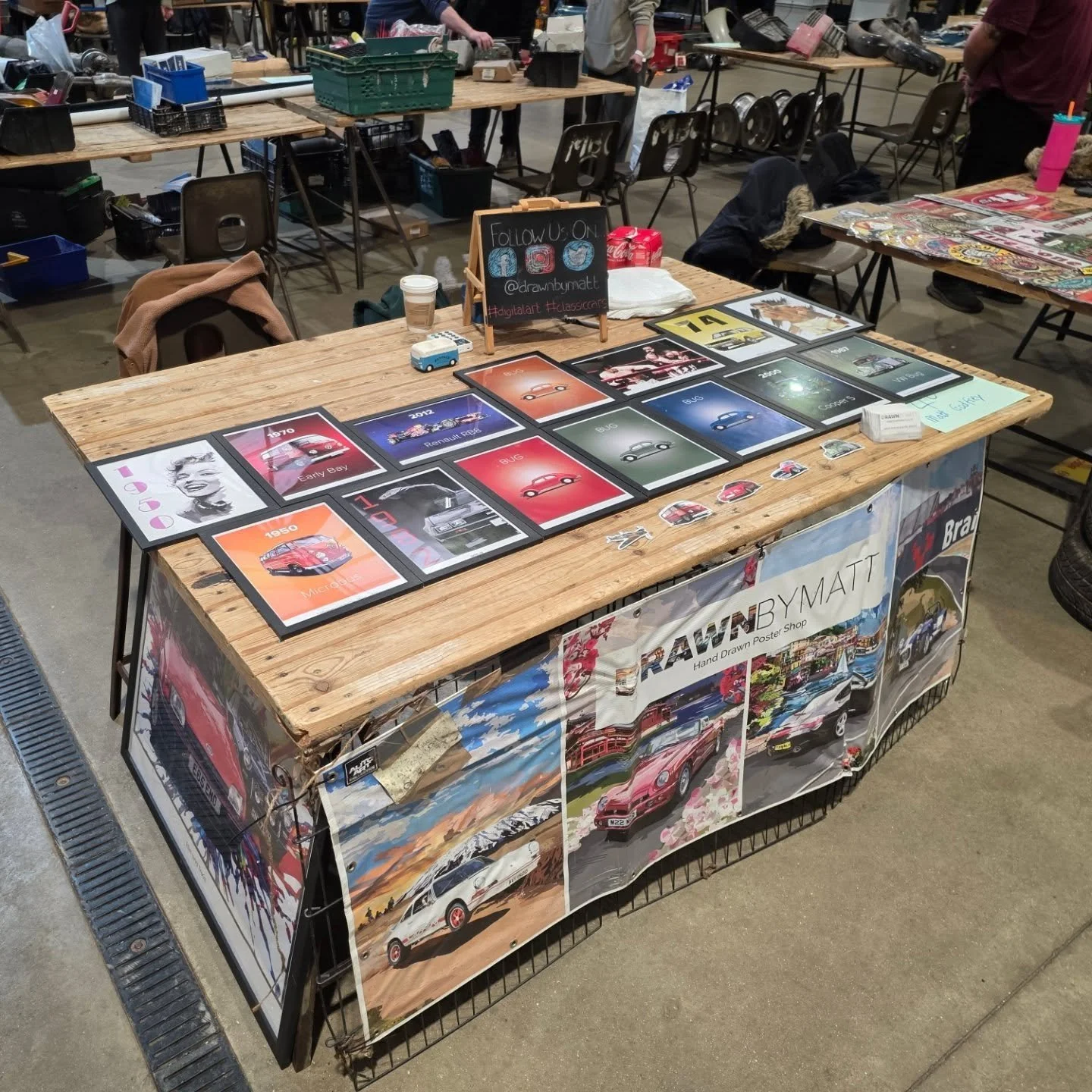 Took me all of 10 seconds to set up 😆😆

Come say hi @air_style_vw_magazine Swapmeet.

&pound;5 cash to get in. 

Loads of VW car parts available... and my art obviously 😉

---------------------
www.drawnbymatt.co.uk 
DrawnByMatt.redbubble.com 
---