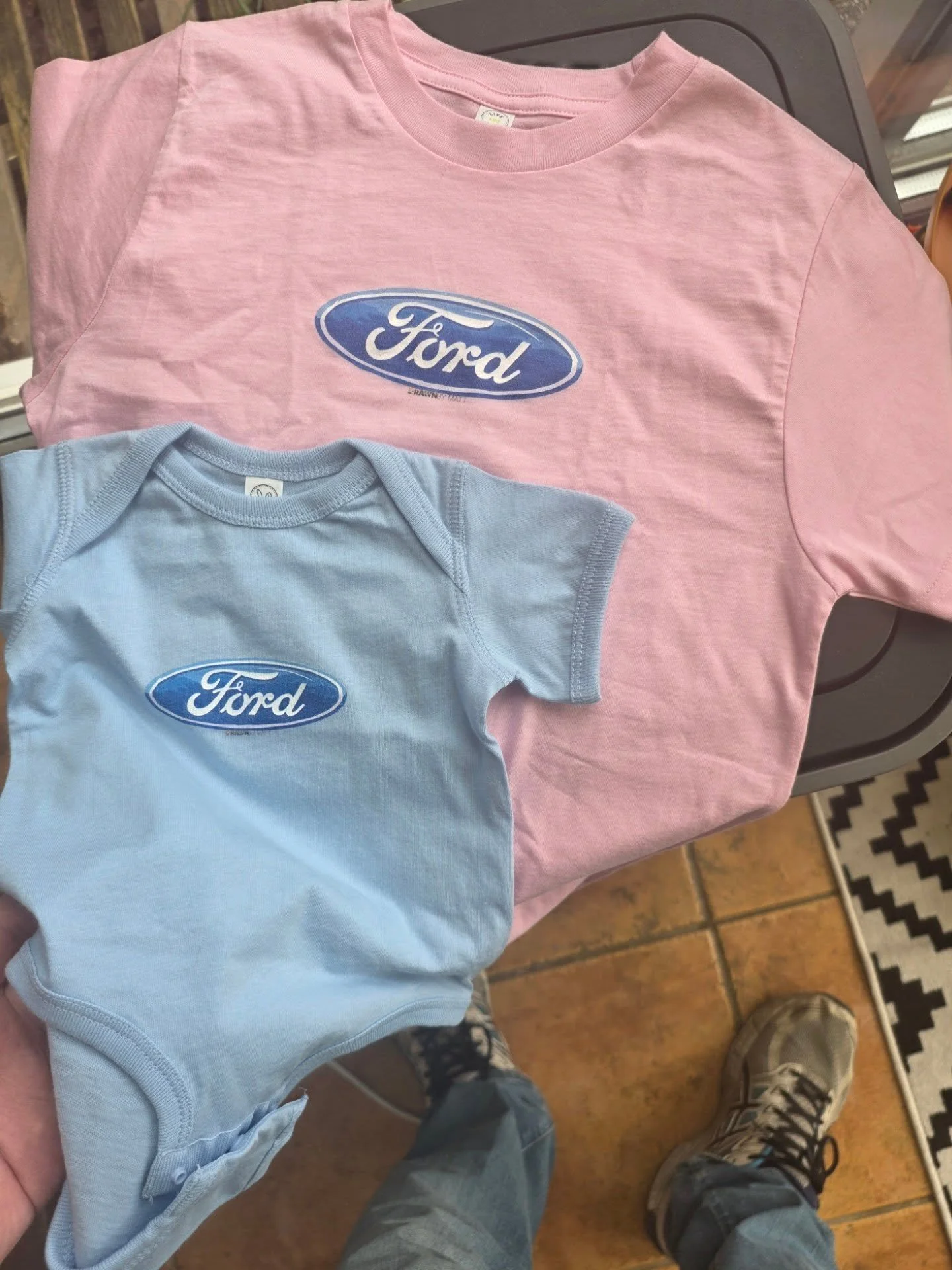 One for my daughter Summer.
One for my son Ford.

These are from my @redbubble store as I sell children's clothing there. 

My hand drawn Ford logo. 

----------------------------
www.drawnbymatt.co.uk 
DrawnByMatt.redbubble.com 
--------------------