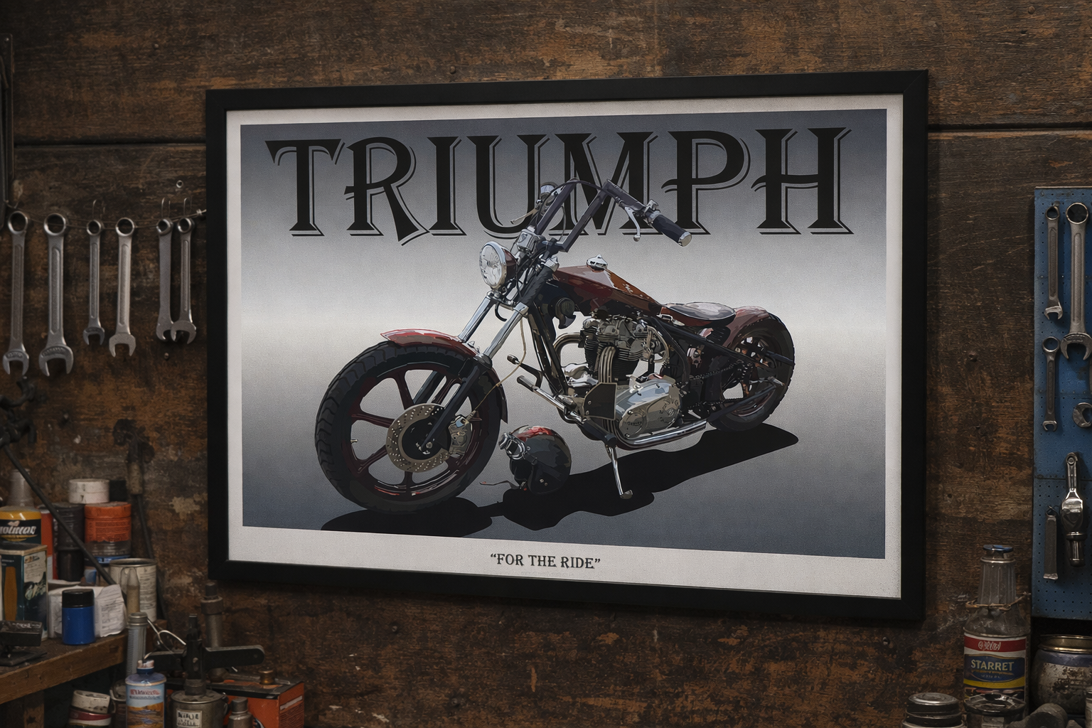 Triumph Custom Motorcycle - For The Ride Poster
