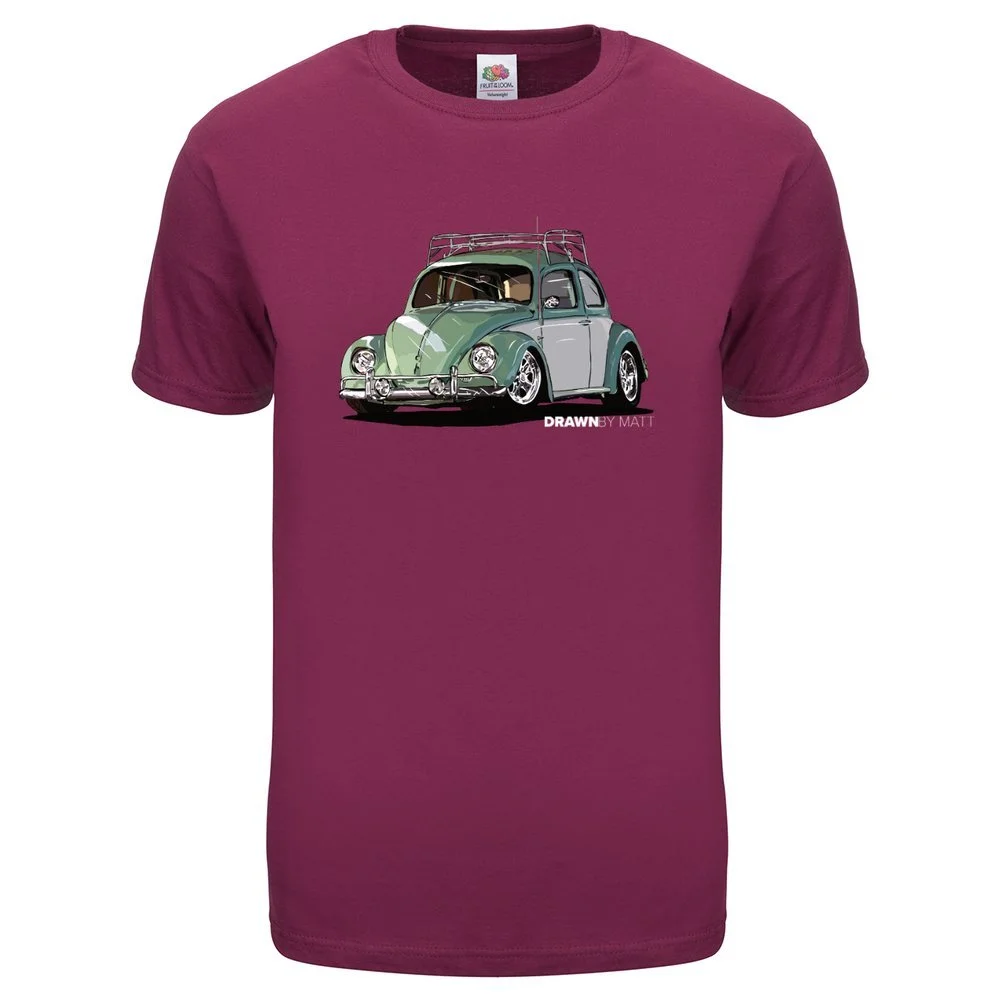 Classic VW Beetle T Shirt Burgundy.jpg
