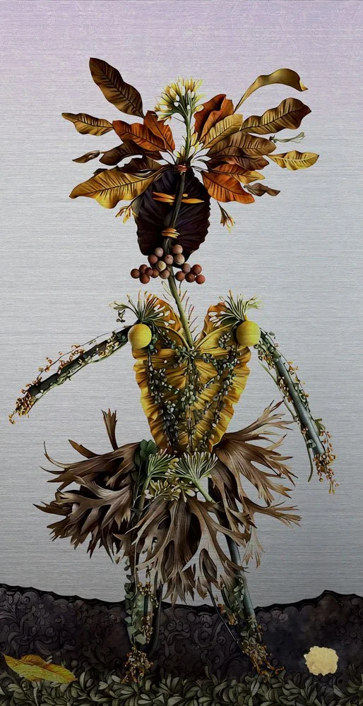 Shaman in the garden, 2025, UV print on aluminium Dibond with crystal by Konstantin Grouss