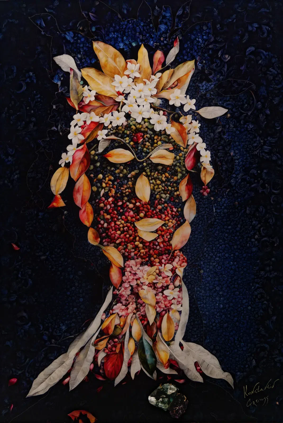 Captain Volcano, 2025, UV print on Silk, crystal, 67 × 45 cm by Konstantin Grouss