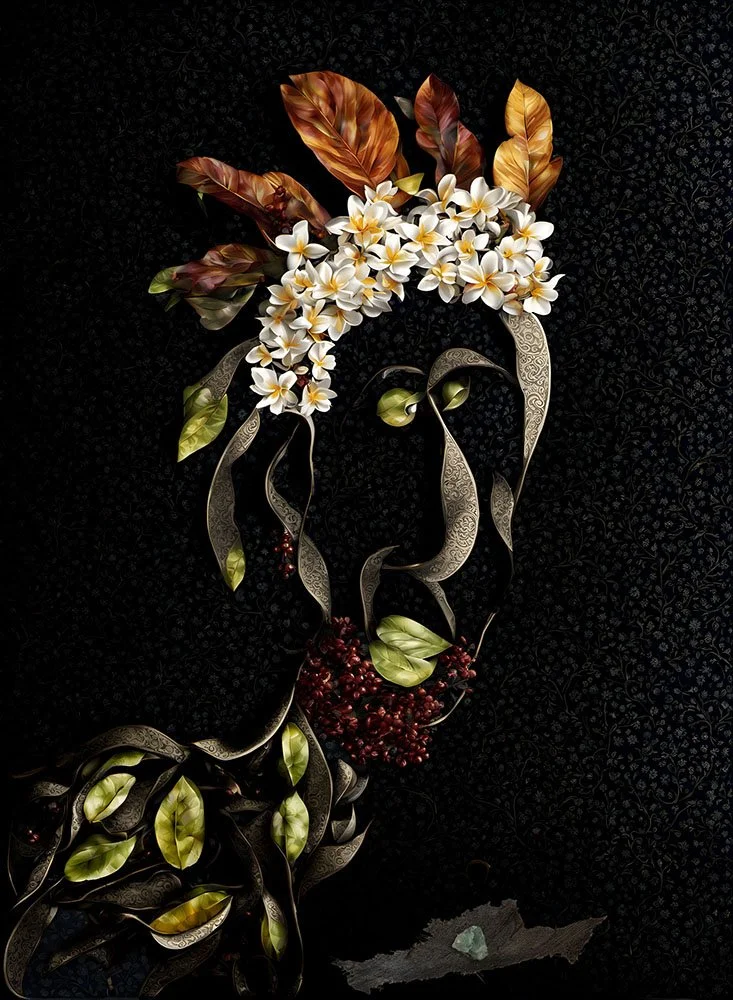 I am in front of you, 2024, Print on silk with crystal by Konstantin Grouss