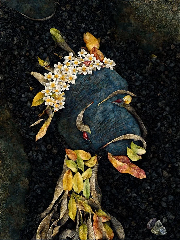 This is the right side, 2024, Print on silk with crystal by Konstantin Grouss