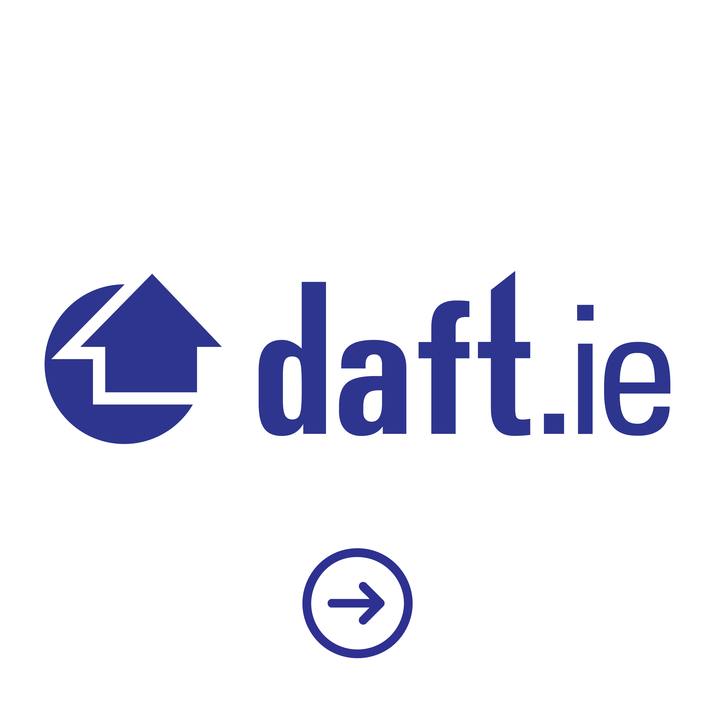 Daft.ie logo with a blue arrow pointing up and a blue arrow pointing right.