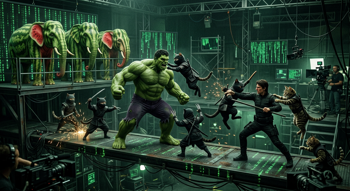 Cat Ninjas  fighting The Hulk?
