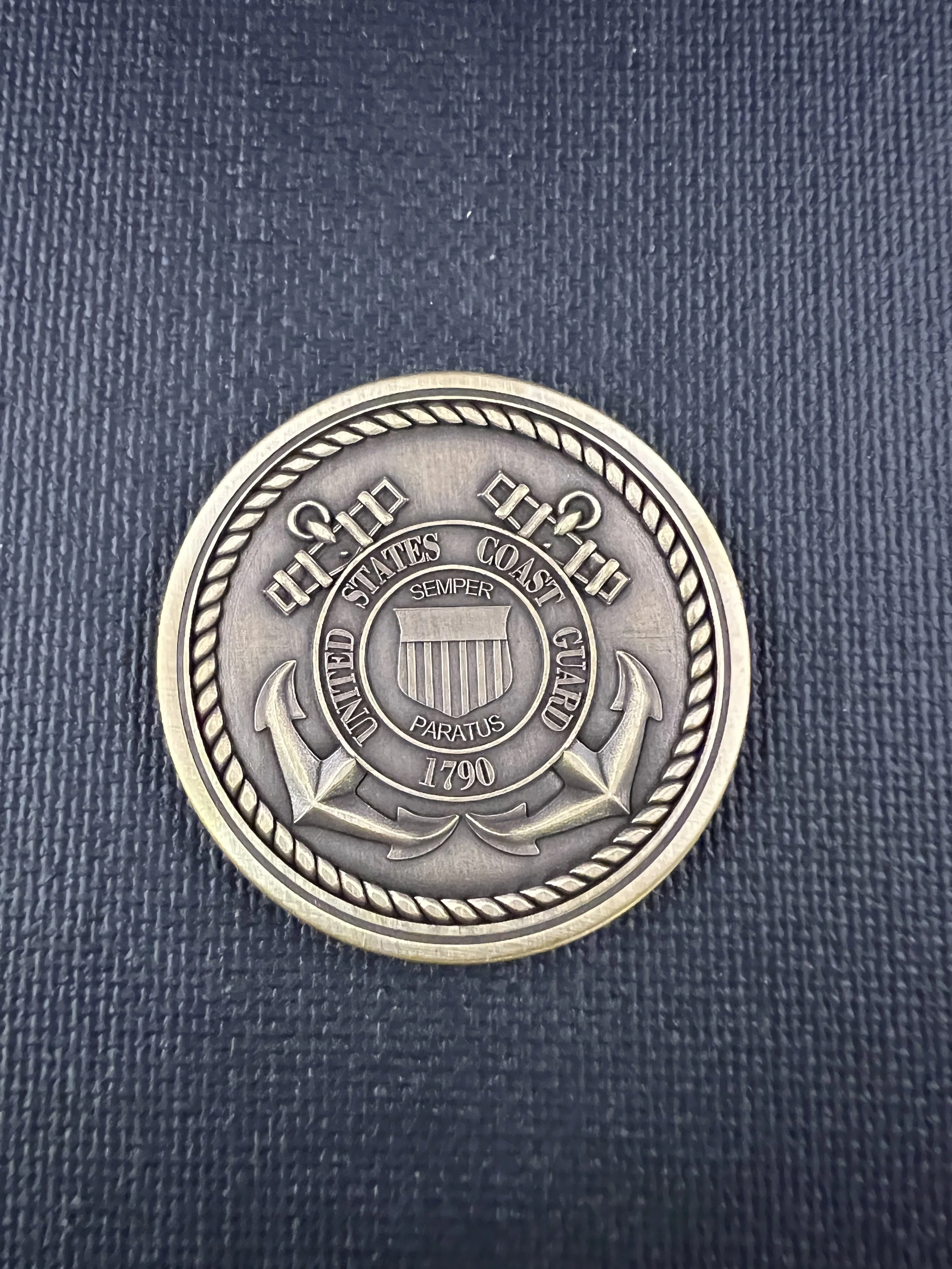 3D engraved military challenge coin featuring United States Marine Corps emblem, crafted in brass or stainless steel with detailed raised relief engraving.