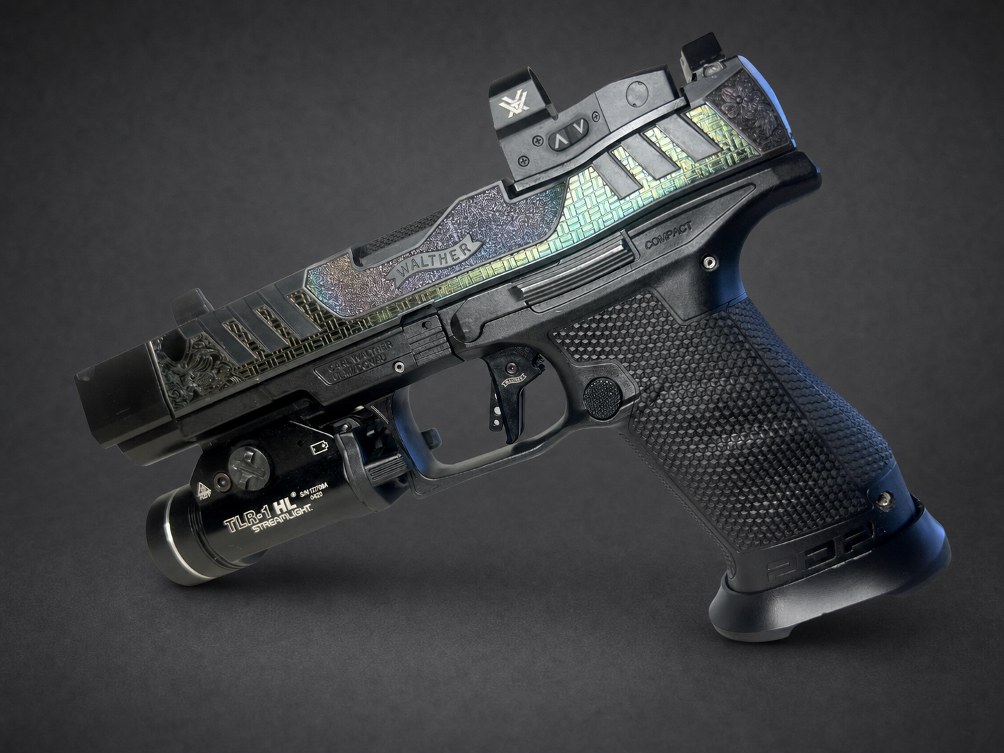 Custom Engraved Walther PDP Pro 4.6-Inch - Geometric Artwork and Laser Polish Finish