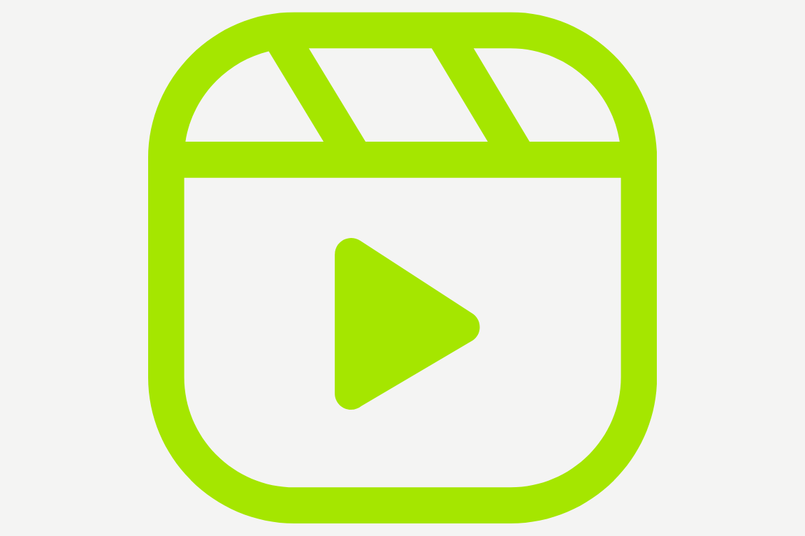 A green icon resembling a media app with a play button in the center.