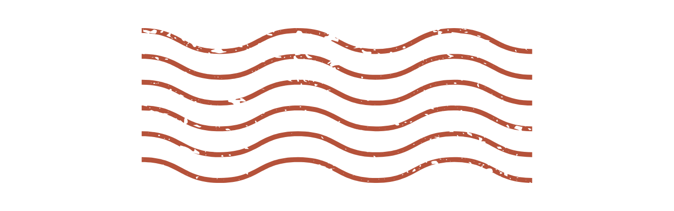 Brown or rust postcard stamp with wavy line design.