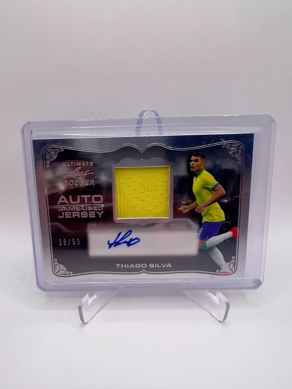 2022 Leaf Ultimate Soccer THIAGO SILVA Brazil Game Used Jersey Auto 38/50