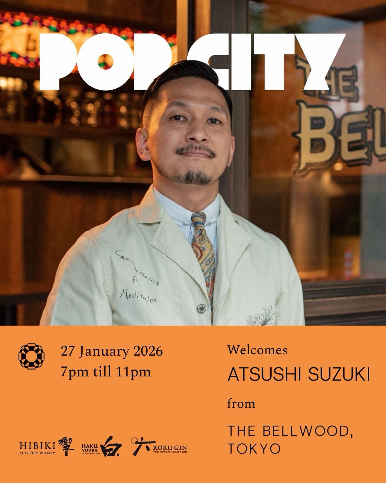 𝗚𝗨𝗘𝗦𝗧 𝗦𝗛𝗜𝗙𝗧 𝗪𝗜𝗧𝗛 𝗧𝗛𝗘 𝗕𝗘𝗟𝗟𝗪𝗢𝗢𝗗, 𝗧𝗢𝗞𝗬𝗢

Join us at Pop City as we welcome Atsushi Suzuki for our first-ever guest shift.

Co-founder of The Bellwood, ranked No. 48 on The World&rsquo;s 50 Best Bars, Atsushi&rsquo;s career 