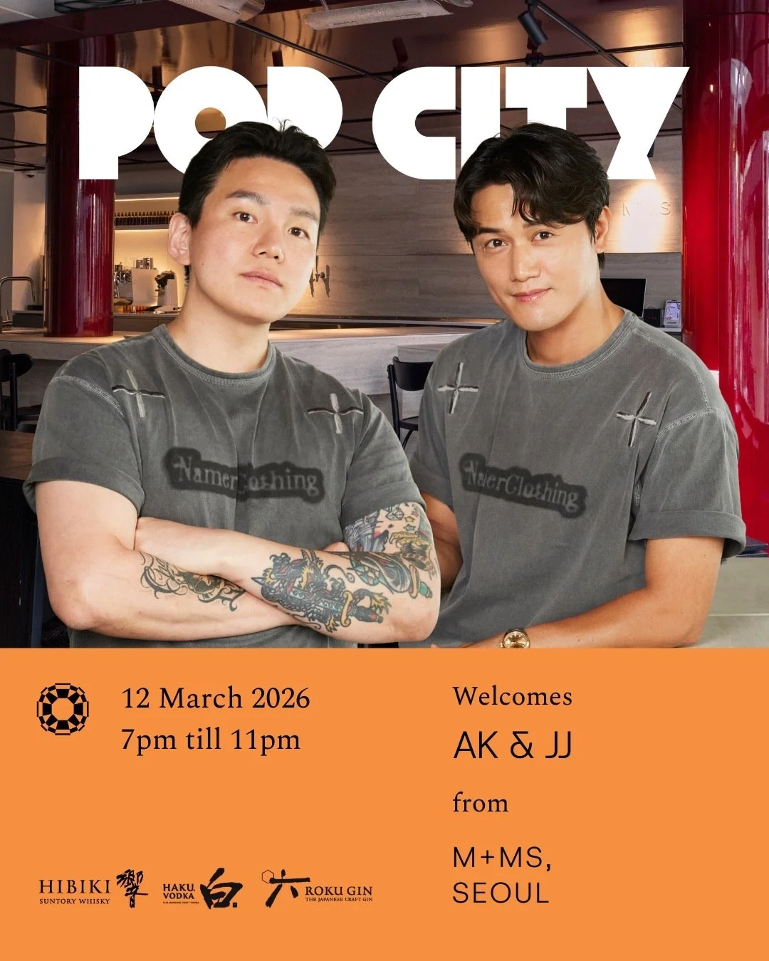 𝗚𝗨𝗘𝗦𝗧 𝗦𝗛𝗜𝗙𝗧 𝗪𝗜𝗧𝗛 𝗠+𝗠𝗦, 𝗦𝗘𝗢𝗨𝗟

Pop City welcomes AK &amp; JJ from Seoul's M+MS for a one-night-only guest shift on Thursday, 12 March from 7pm to 11pm.

Experience the vibrant energy of co-founder and creative director AK alongsi
