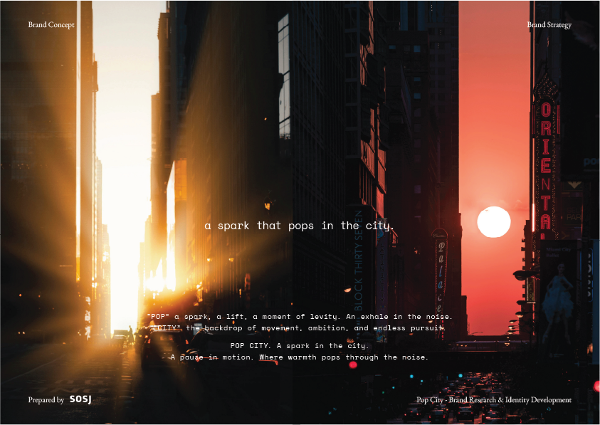 Sunset cityscape with tall buildings, street with cars, and digital text overlay about urban life and city ambiance.