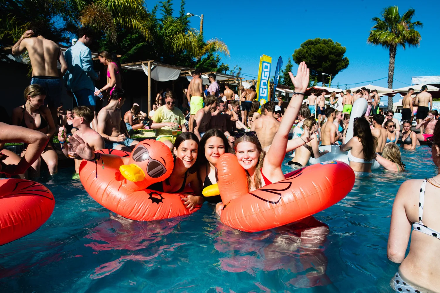 Crowd at an Algarve pool party