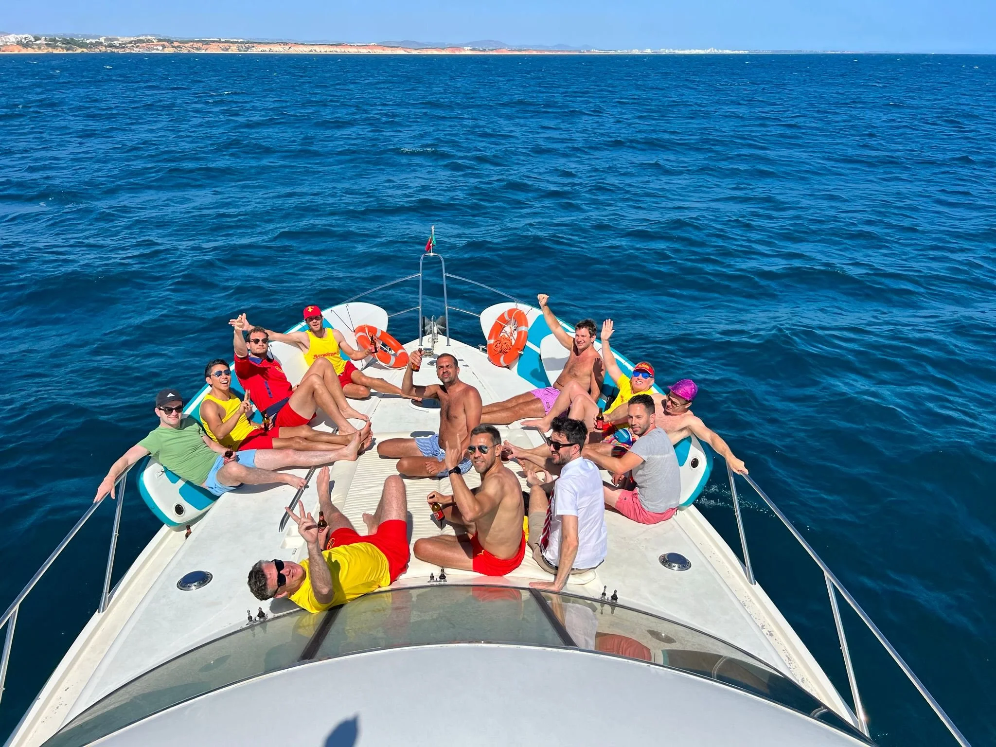 Group on a boat off the Albufeira coast