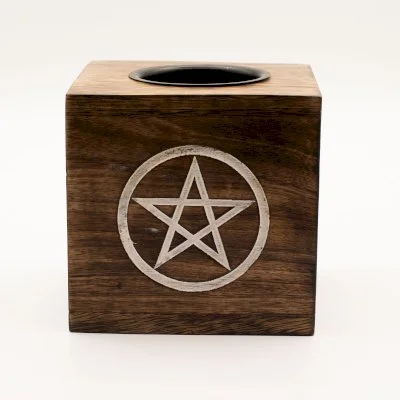 Large Square Mango Wood Oil Burner- Pentagon Image 2.jpg