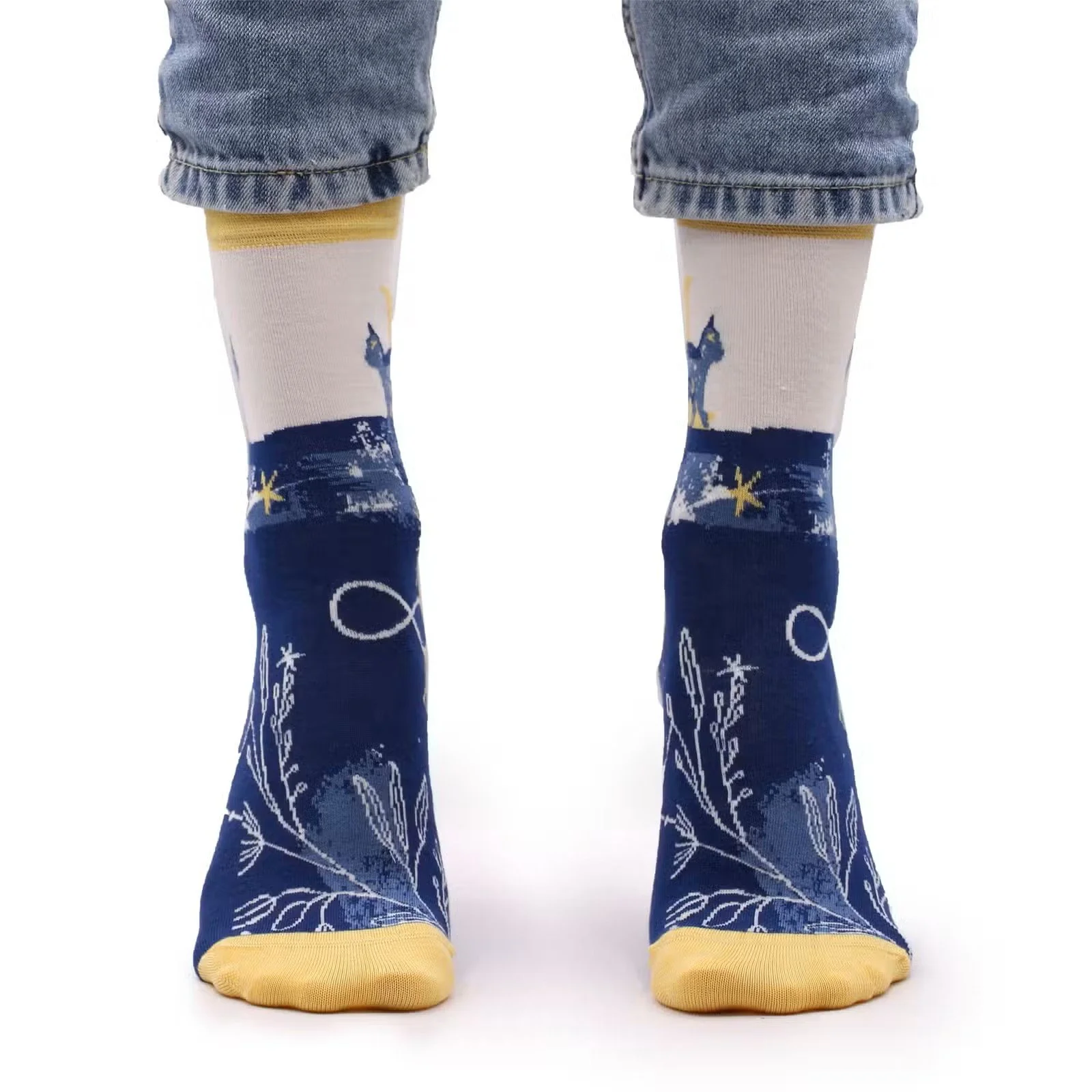 Hop Hare Bamboo Socks SM - Midnight Cat 2.jpg