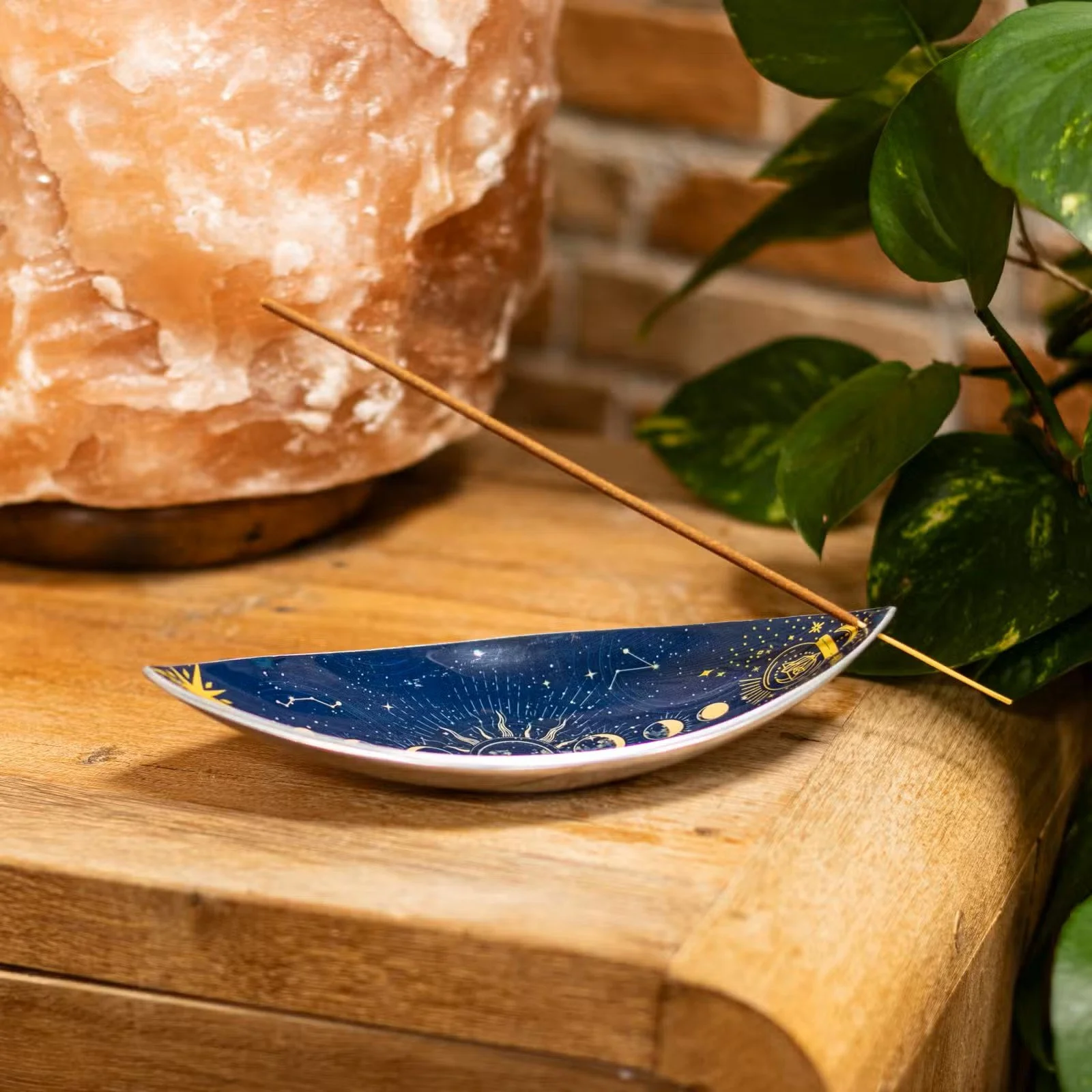 Enamel Incense Bowl - Aluminum - Zodiac Moon Phases 2.jpg