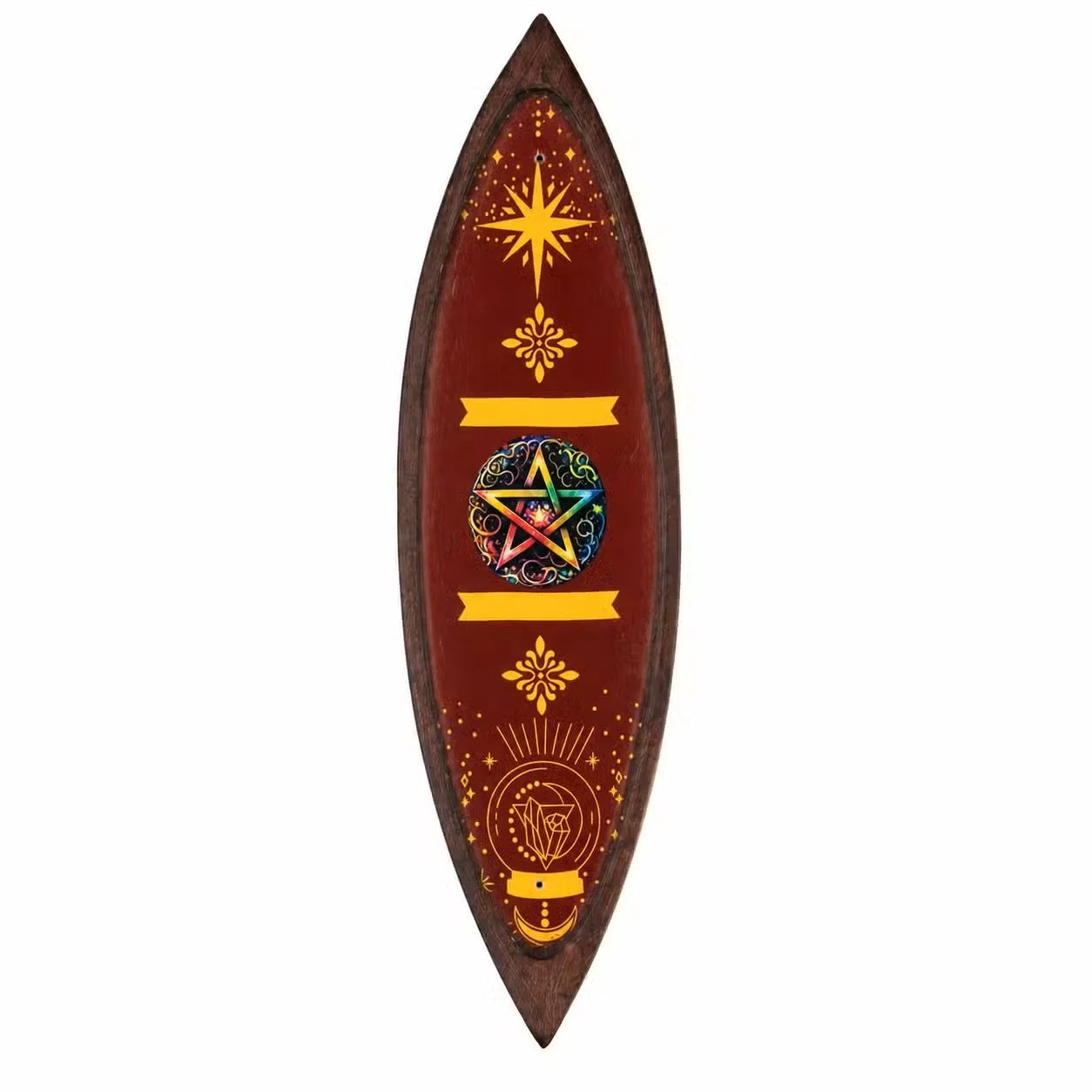 Enamel Incense Bowl - Mango Wood - Pentagon 1.jpg