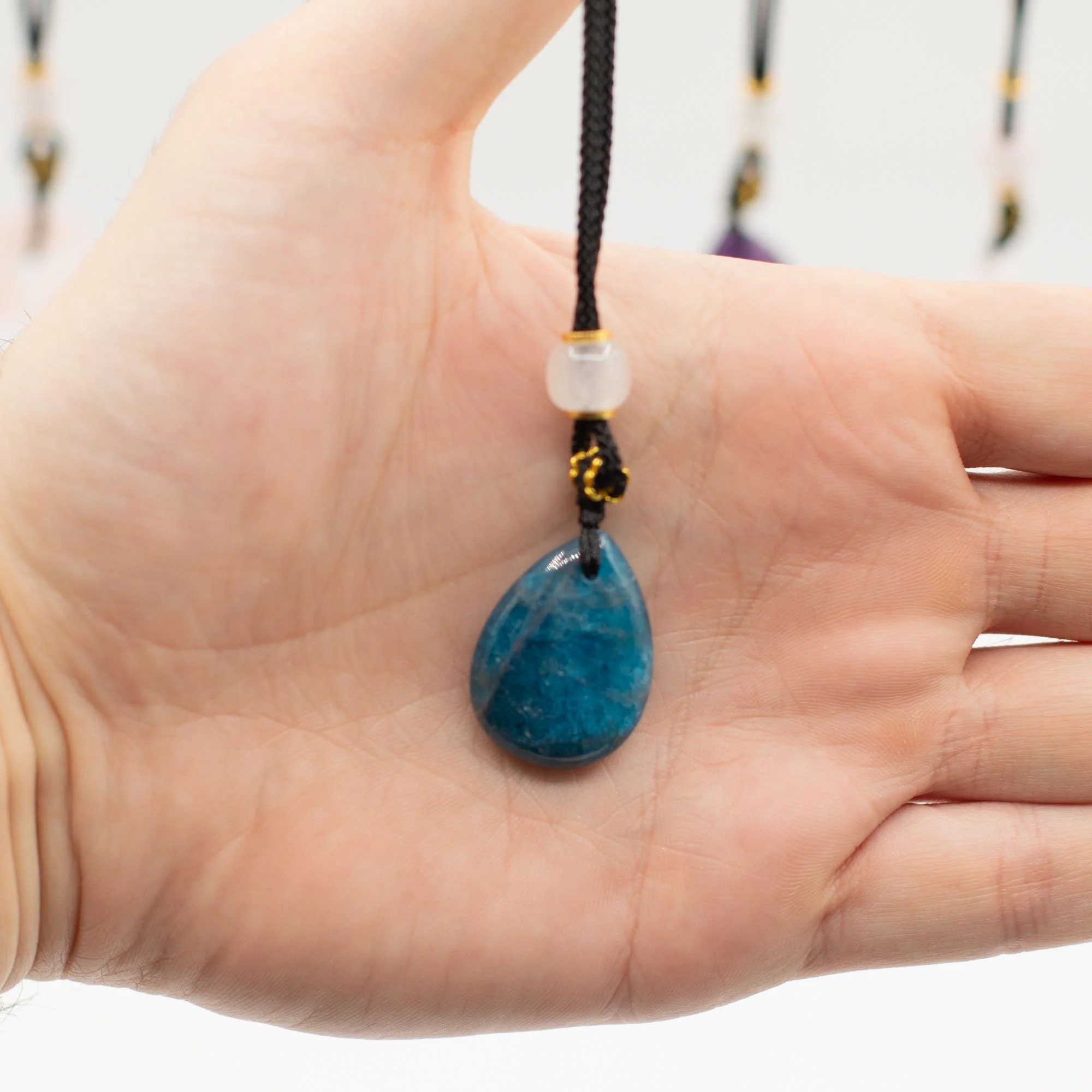 Howlite Teardrop cord gemstone necklace.jpeg