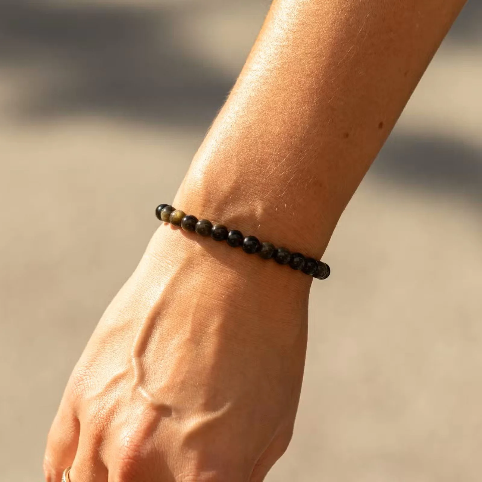 Petite Power Bracelet (17cmx6mm) - Gold Obsidian 2.jpg