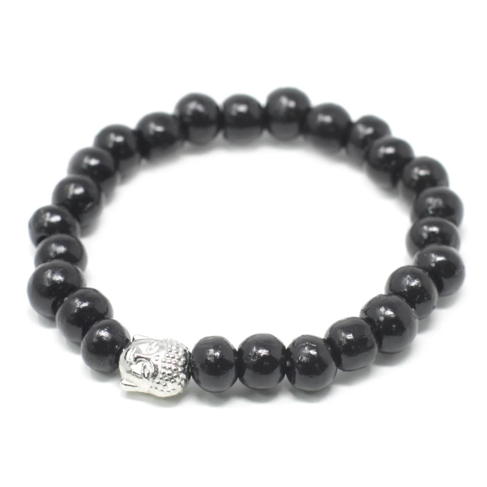 Dark+wood+Beads+and+Buddha+Bangle+elasticated+fit.jpeg