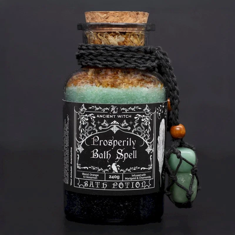 Ancient Witch Bath Spell Potion & Aventurine Crystal Amulet - Prosperity Image 1.jpg