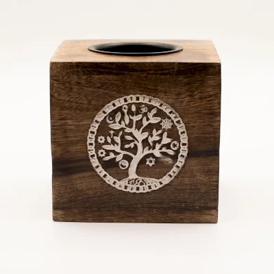 Large Square Mango Wood Oil Burner - Tree of Life Image 2.jpg