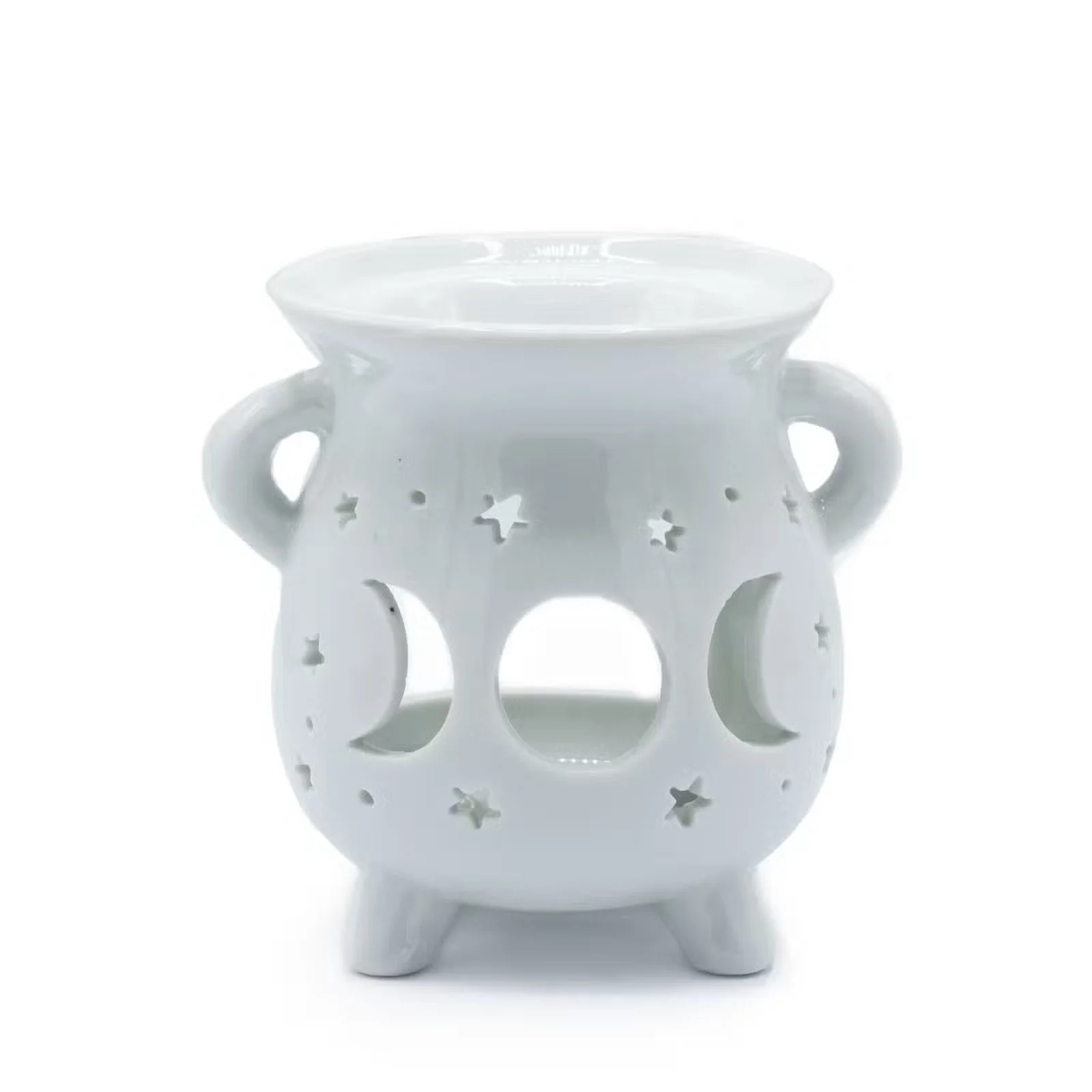 Cauldron Oil Burner - Moon Phase - White 1.jpg