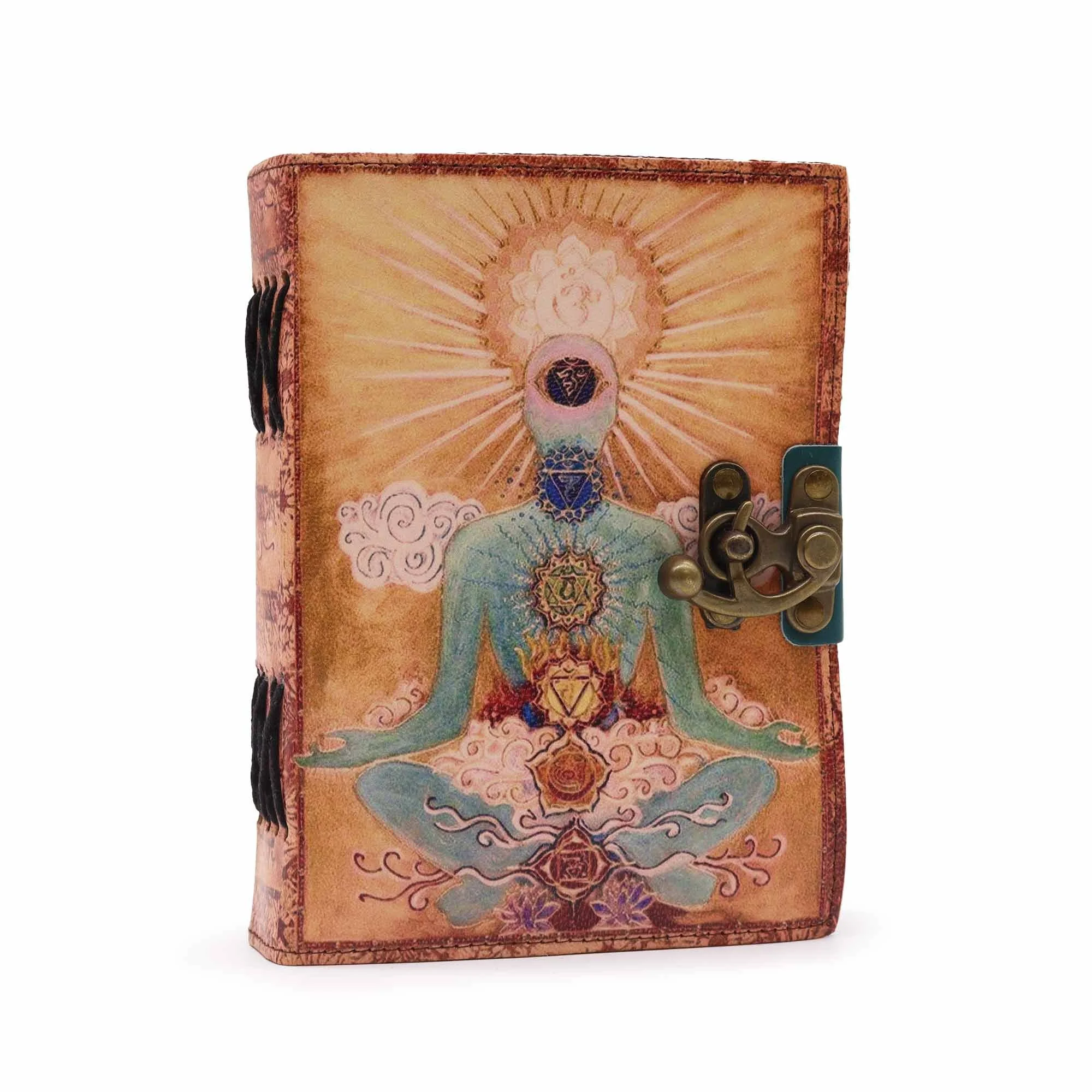 Leather Buddha Seven Chakra Deckle-edge Notebook Image 1.jpeg