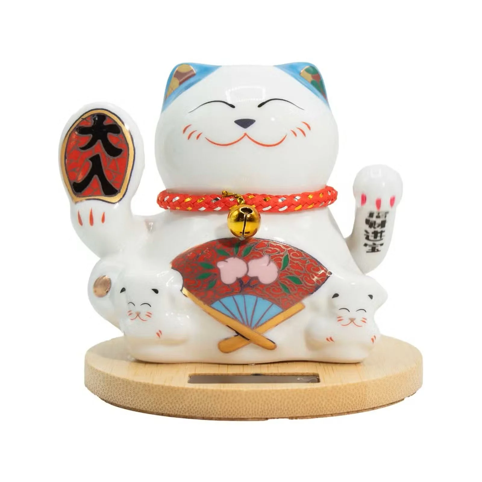 Solar Money Cat Wooden Base - Blue moving Hand 1.jpg
