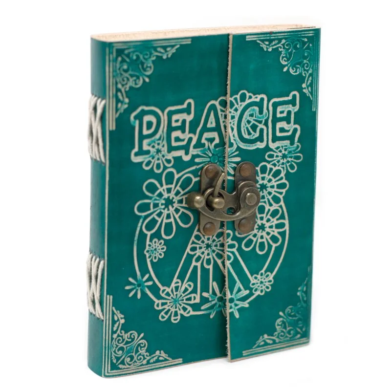 Leather Green Peace with Lock Notebook Image 1.jpg