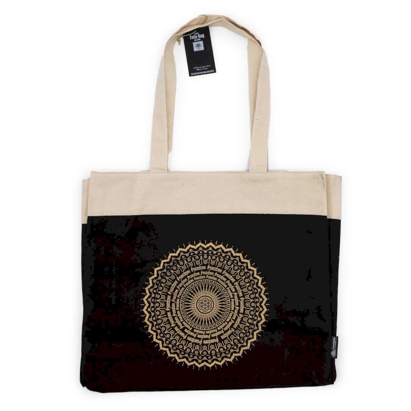 Oversized Tote Bag Chocolate Stonewash 14oz - Freedom Mandala Image 1.jpg