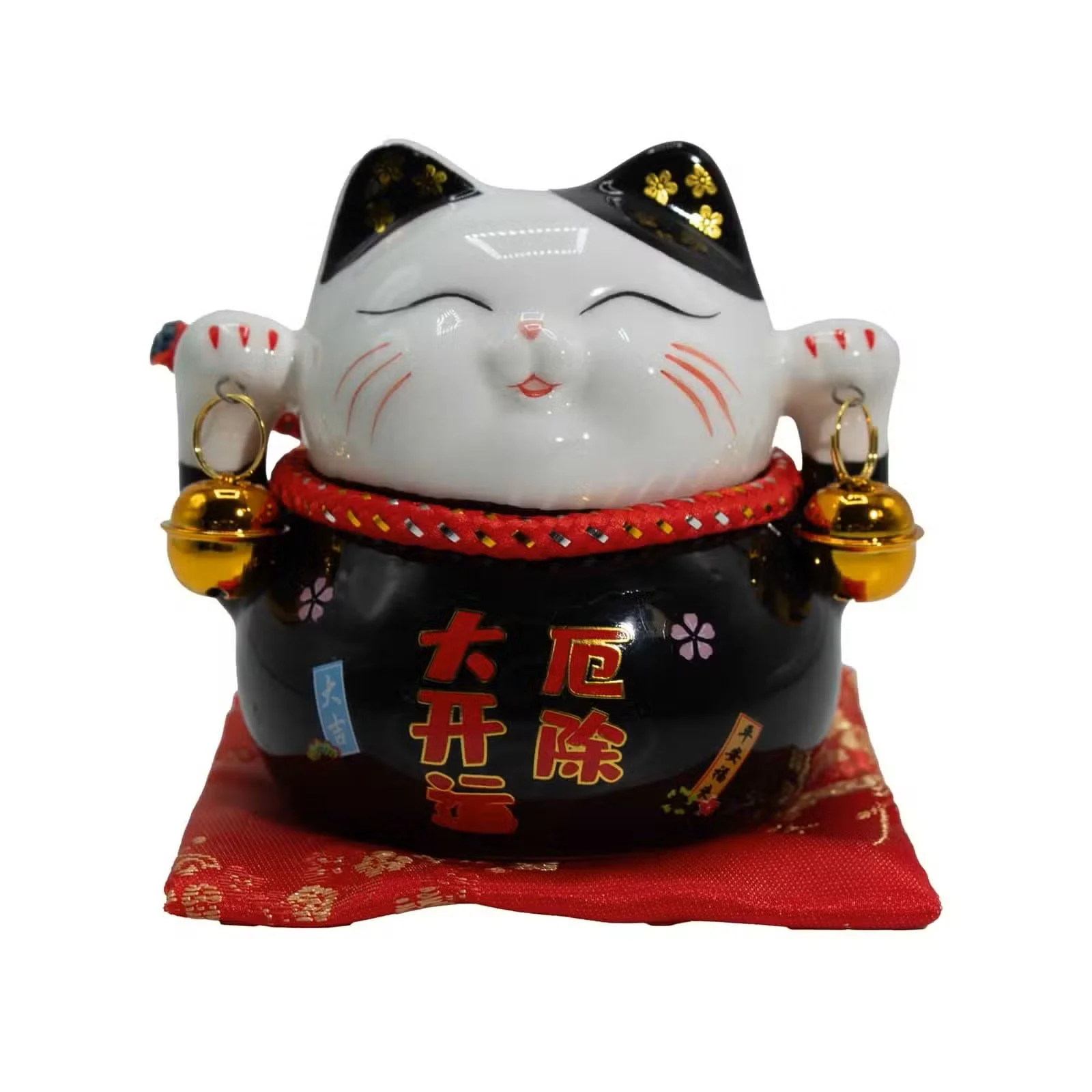 Ceramic Money Cat Bank - Black on Cushion 1.jpg