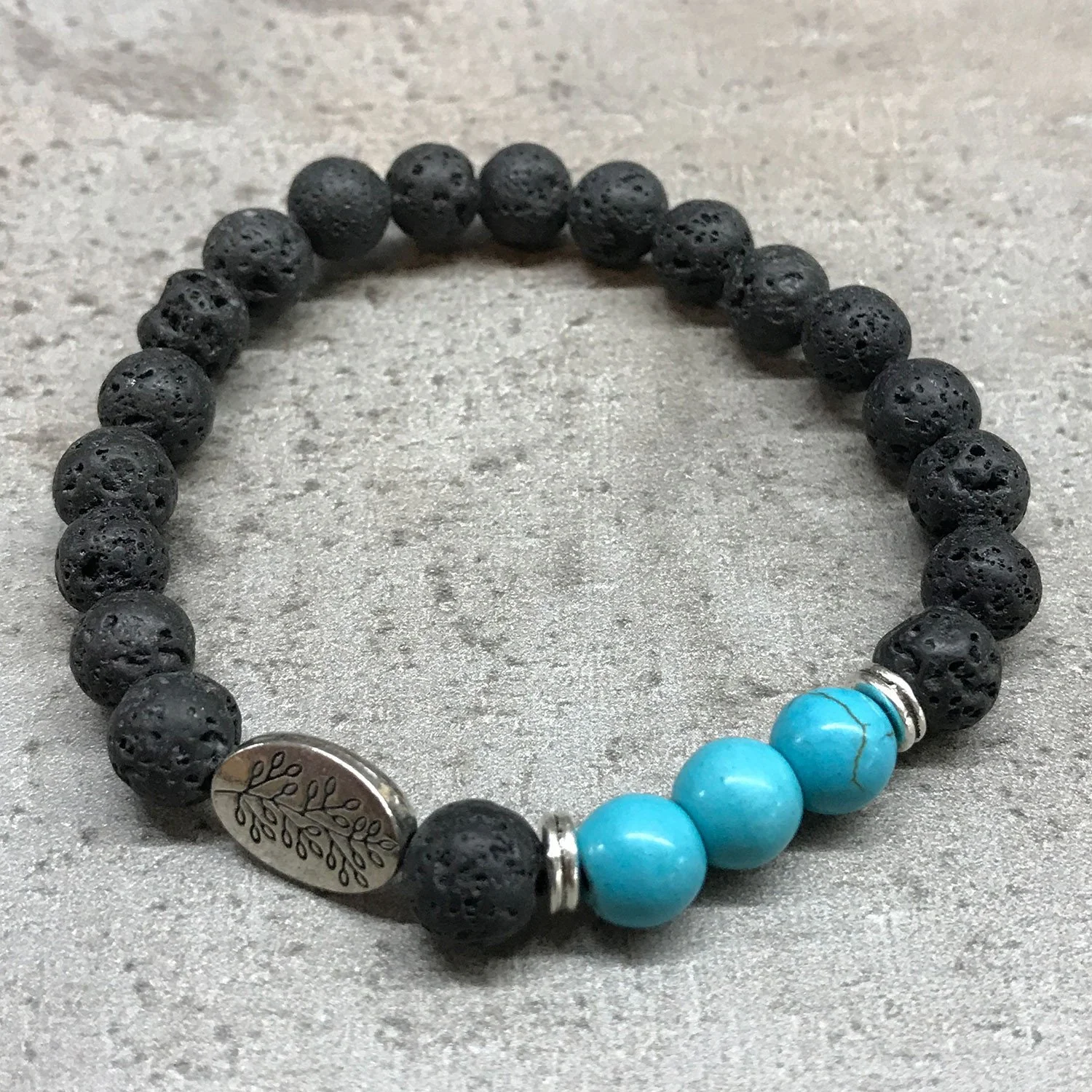 Lava Stone Bracelet - Leaf Turquoise Howlite.jpeg