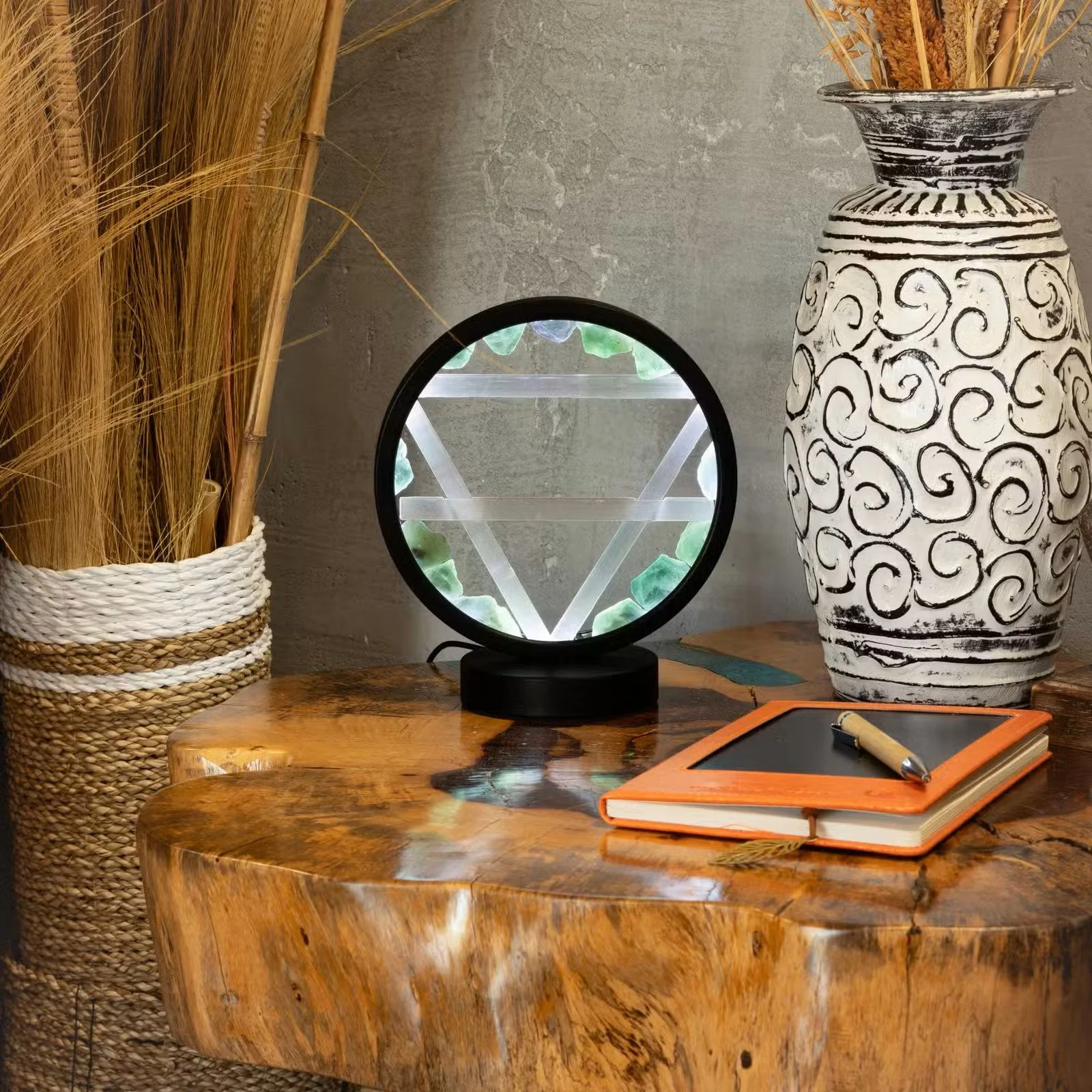 Gemstone Halo Lamp - Earth - Aventurine & Selenite 3.jpg