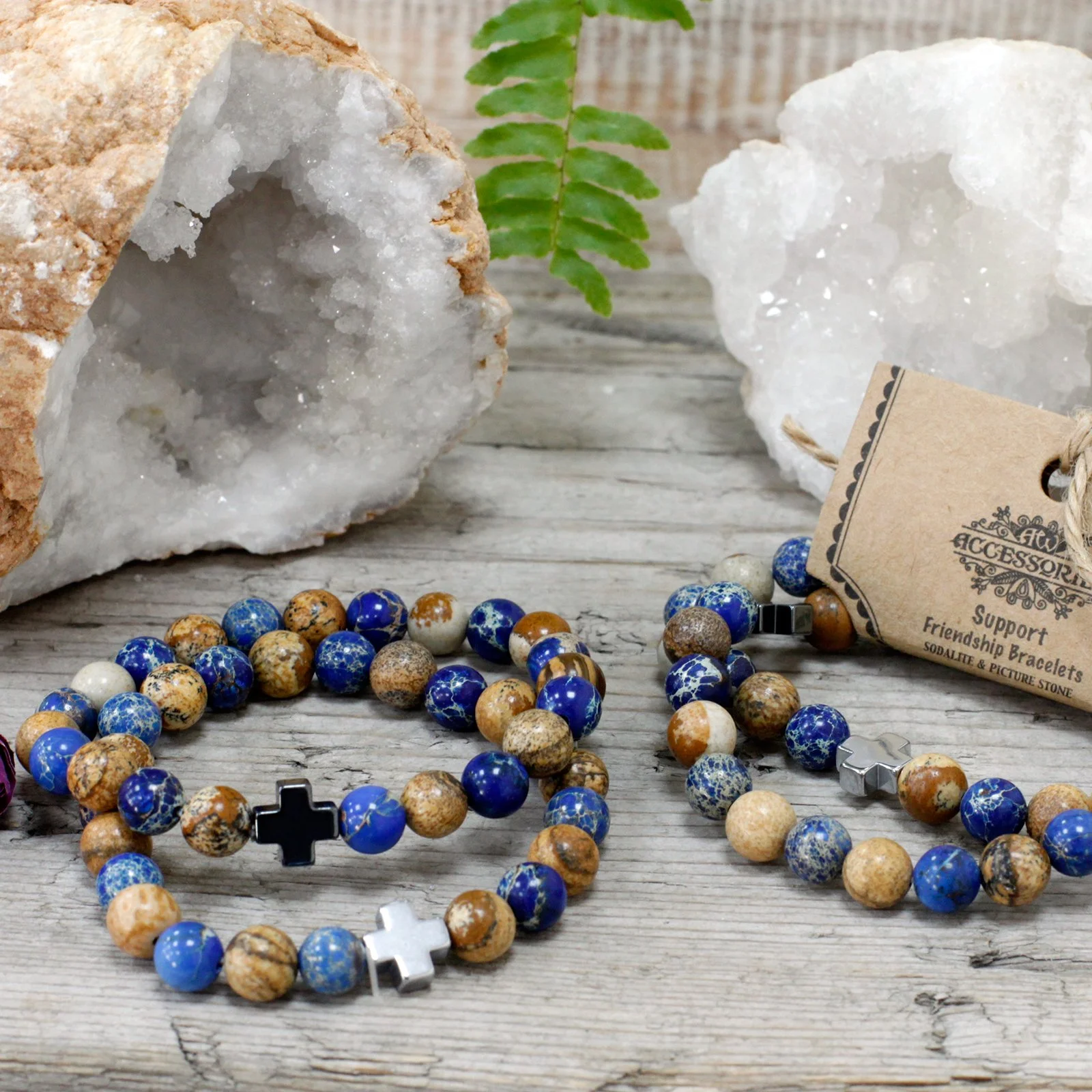 Gemstone Friendship Bracelets Sodalite and Picture Jasper bracelet sets.jpeg