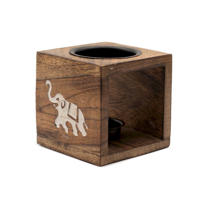 Square Mango Wood Oil Burner - Elephant Image 1.jpg