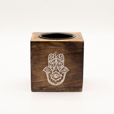 Square Mango Wood Oil Burner - Hamsa Image 2.jpg