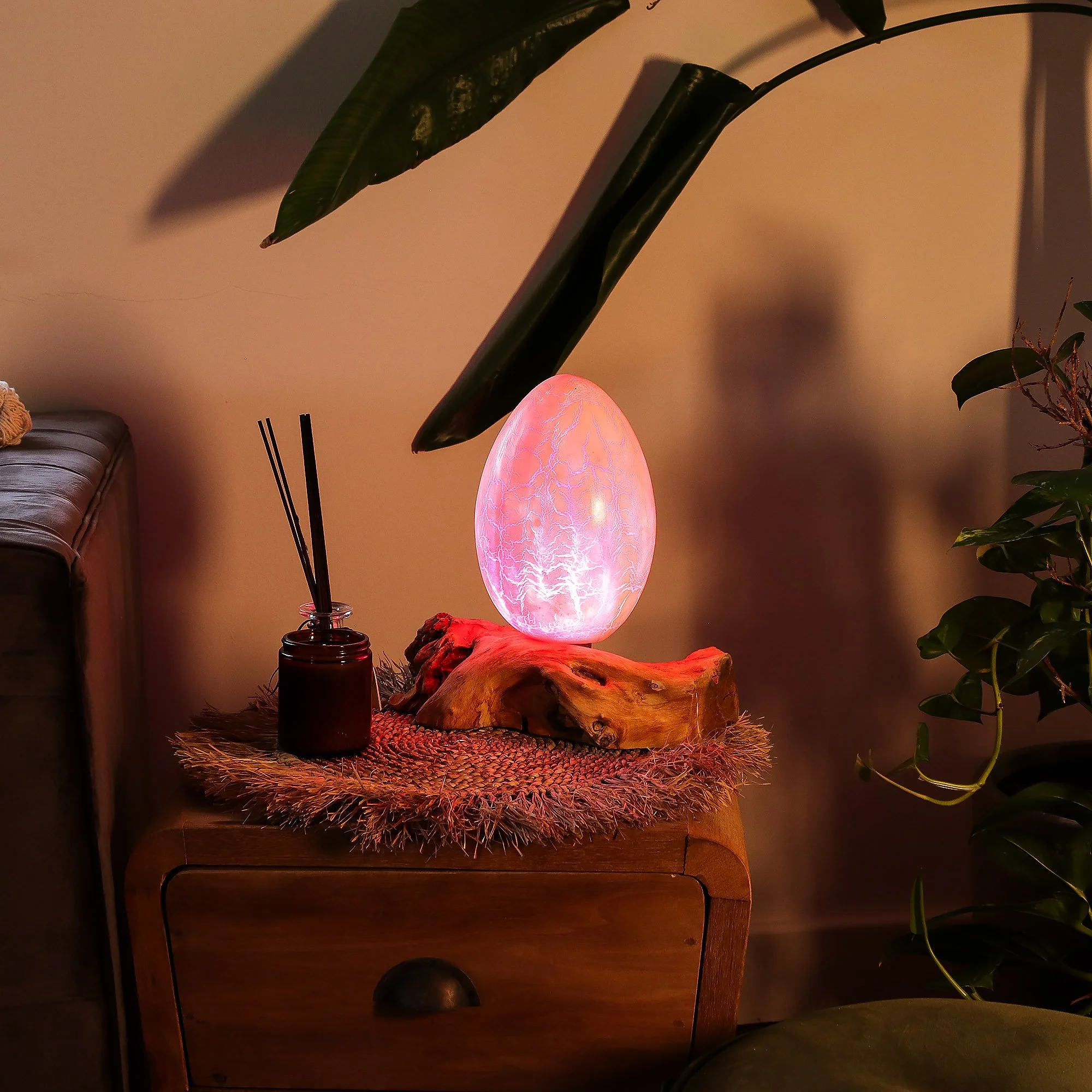 DriftGlow Lamp Crackle Fire Egg Shade Orange Lit Image 4.jpeg