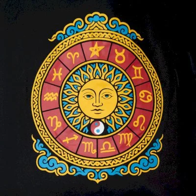 Zodiac Sun Black Cotton Tote Bag Image 2.jpg