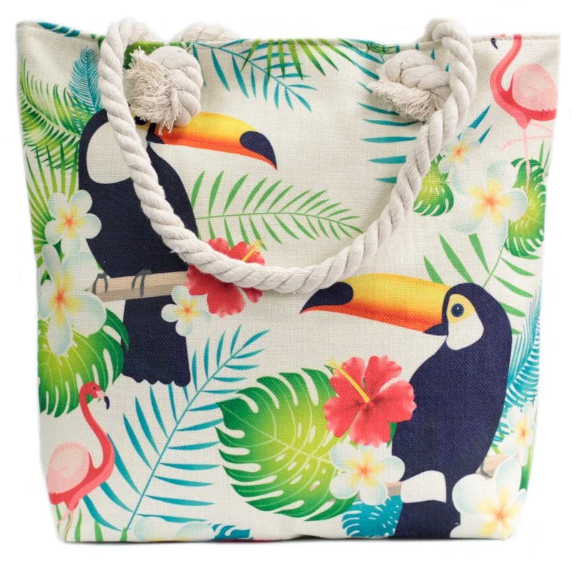 Tropical Toucan Design Rope Handled Bag Image 1.jpg