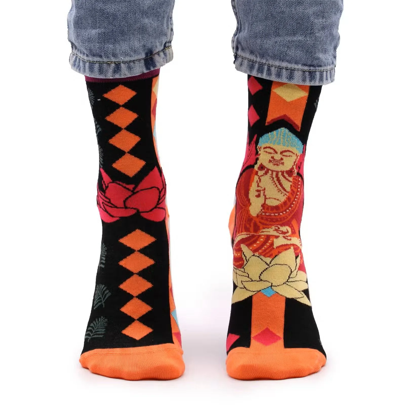Hop Hare Bamboo Socks SM - Pink Buddha & Lotus 3.jpg