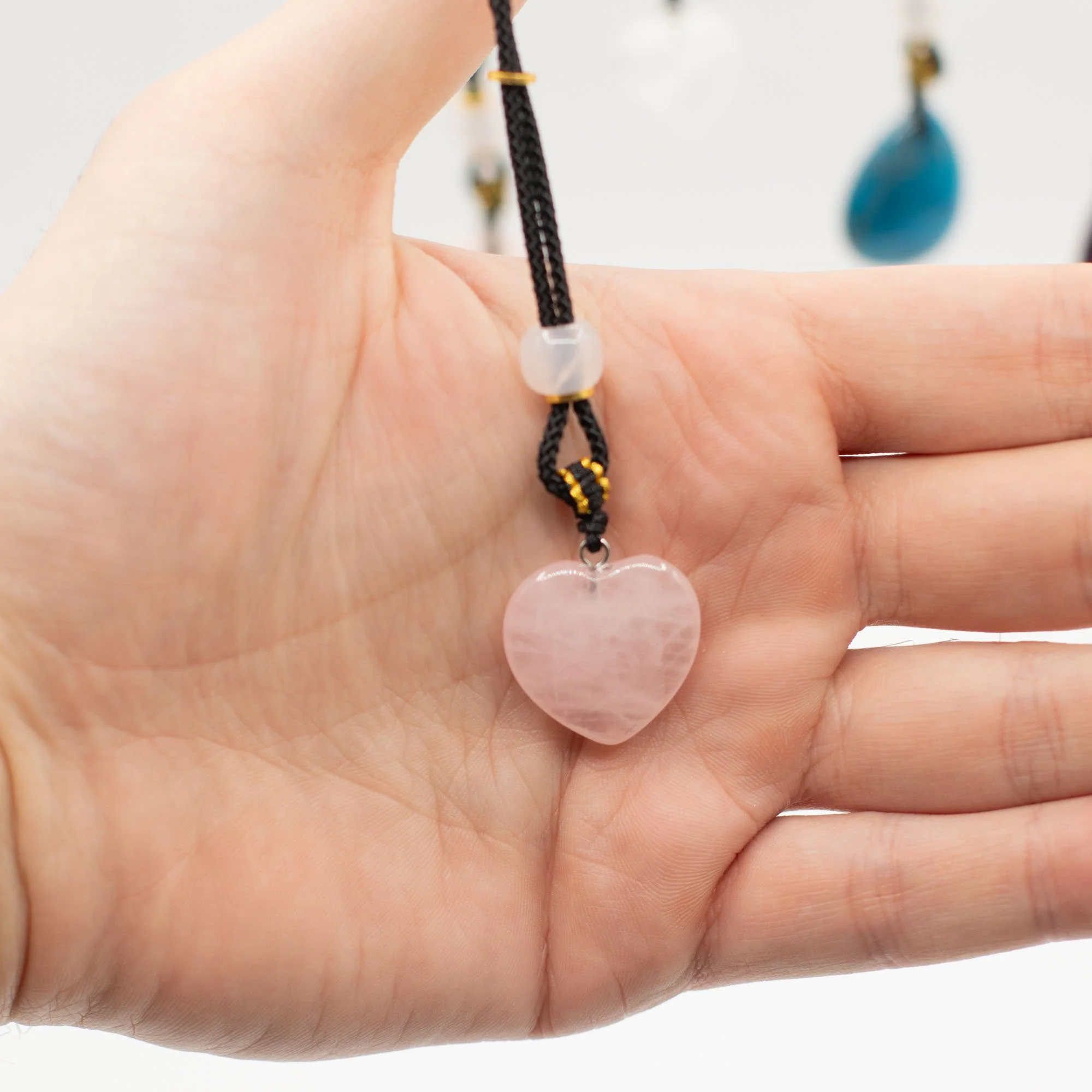 Rose Quartz Hear cord gemstone necklace.jpeg
