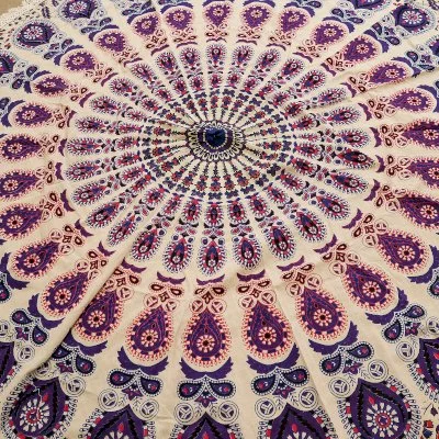 Small Mandala Roundie Cotton Art (130cm) - Peacock PurplesImage 2.jpg