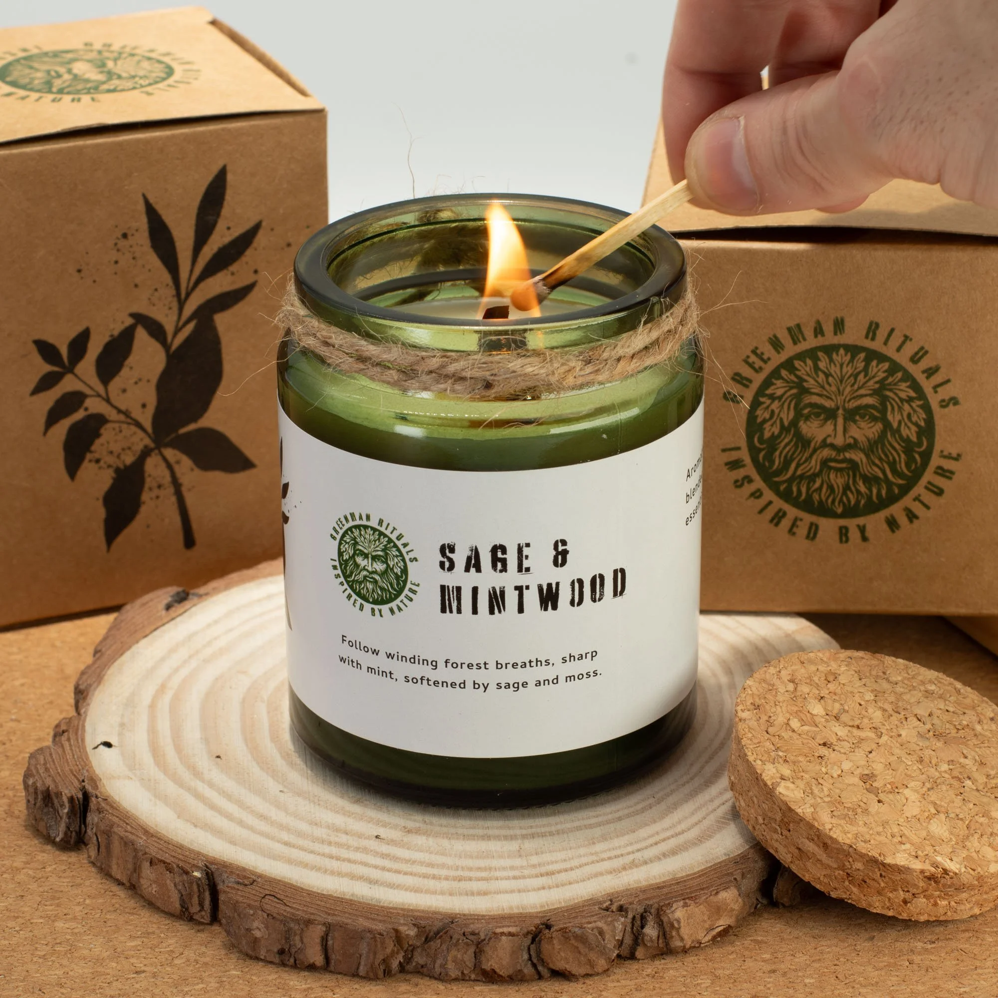 Woodwick Soy Candle - Sage & Mintwood Image 6.jpeg