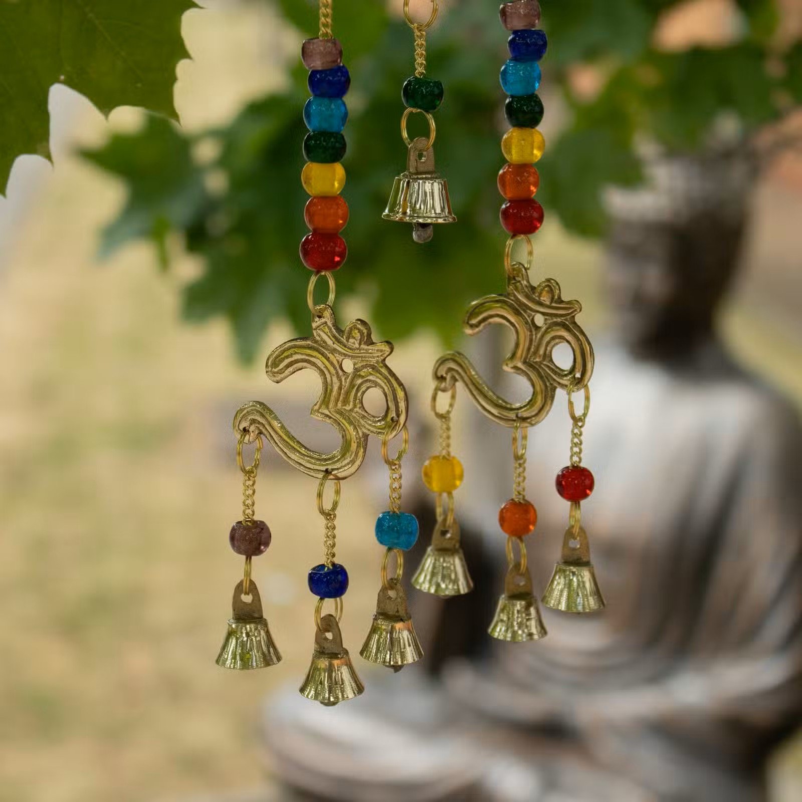 Indian Chimes - Brass Om with Chakra Beads - 7 Bells 5.jpg