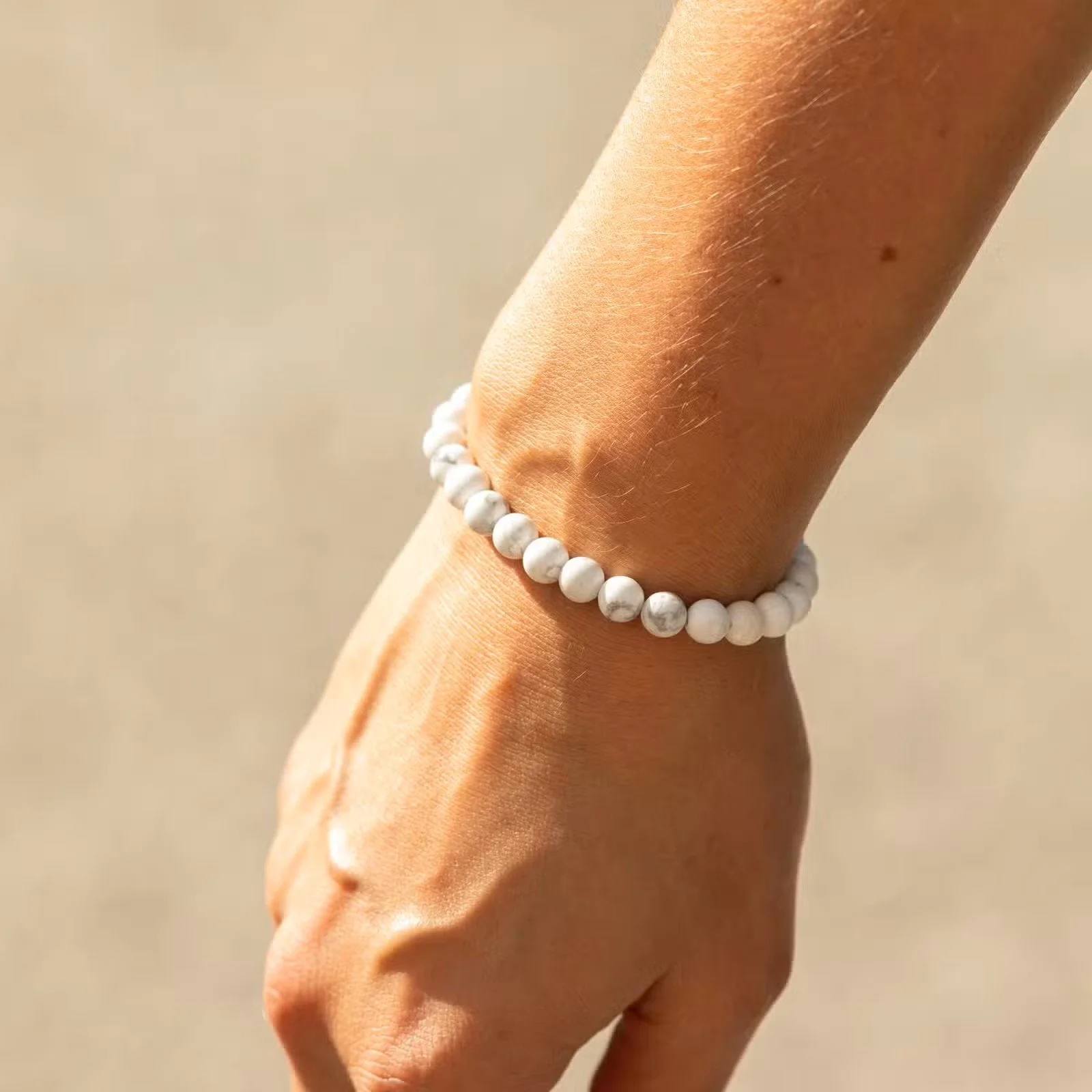 Petite Power Bracelet (17cmx6mm) - Howlite 2.jpg